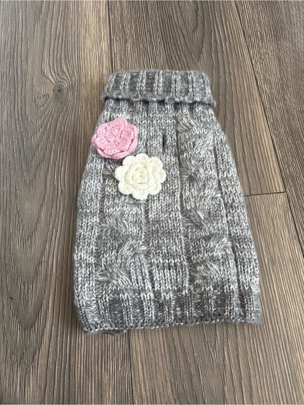 Dog Gray Flower Sweater Coat